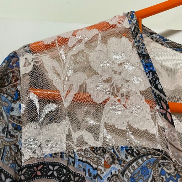 Signature Studio Boho blouse w/lace shoulders & top back, size M - Picture 3 of 11